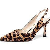 Rilista Women's Slingback Kitten Heels Closed Pointed Toe Wedding Party Dress Pumps Shoes