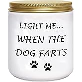 BFJLIFE Funny Gifts for Women Unique Dog Mom Dog Lovers Christmas Birthday Gifts for Her Sister Best Friend Girlfriend Wife Stocking Stuffers Light Me When Farts Lavender Scented Soy Candles