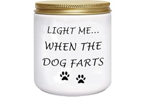 BFJLIFE Funny Gifts for Women Unique Dog Mom Dog Lovers Mothers Day Christmas Birthday Gifts for Her Sister Best Friend Girlfriend Wife Stocking Stuffers Light Me When Dog Farts Lavender Scented Soy Candles