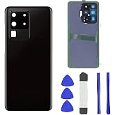CaoXiong Galaxy S20 Ultra Back Glass Replacement for Samsung Galaxy S20 Ultra Back Cover Glass with Pre-Installed Tape and Camera Lens +Tools (Black)