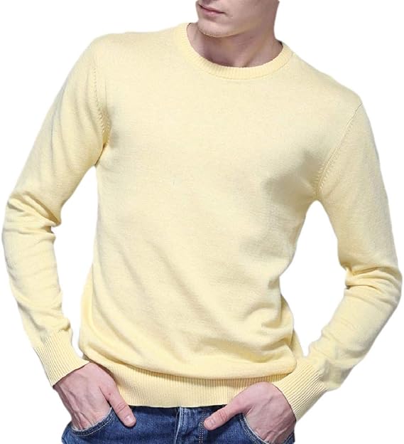 Amazon Fly Year Jp メンズロングスリーブシッケンクルーネックソリッドカラープルオーバーニットセーター セーター 通販
