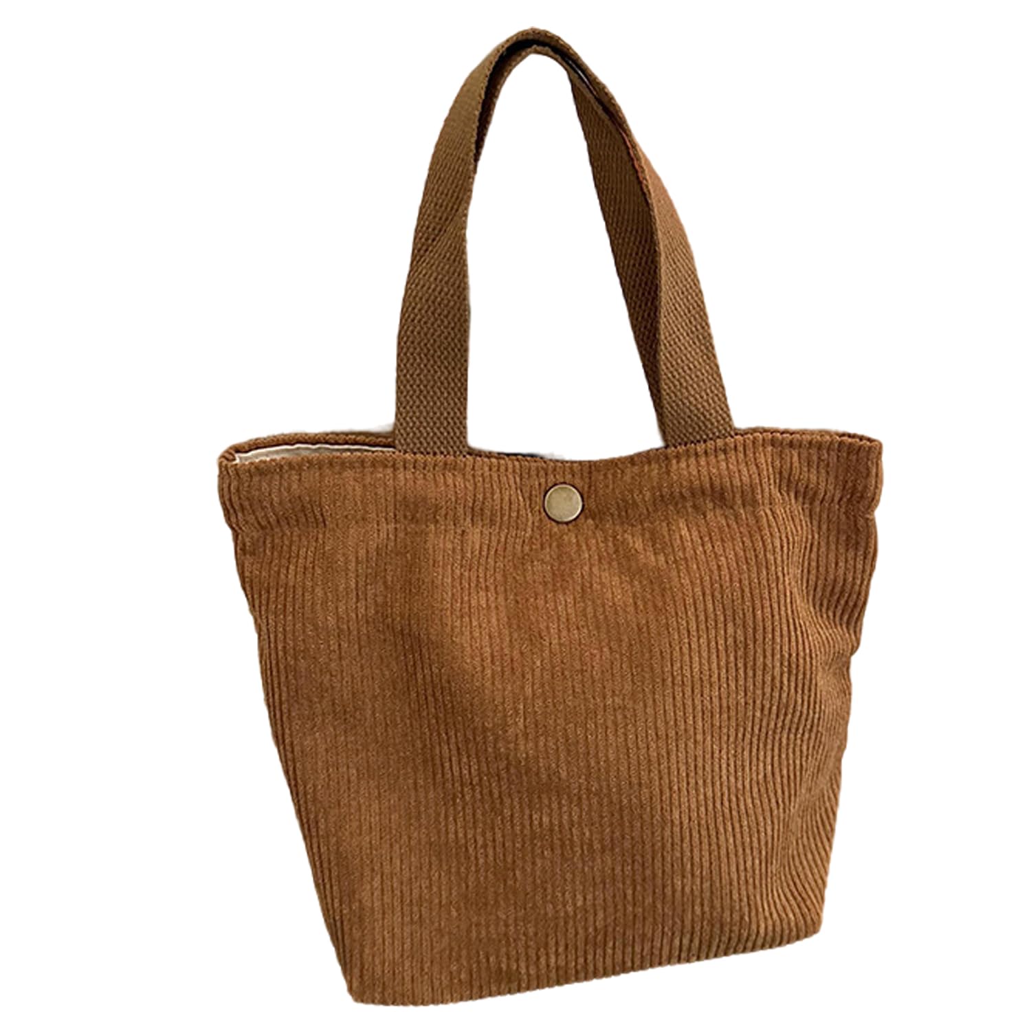 Photo 1 of 1 Pc Brown Small Corduroy Tote Bag 8.3 x 4 x 10.2 inch