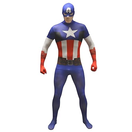 Offizieller Captain America Basic Morphsuit, Verkleidung, Kostüm - XXLarge - 6'2-6'9 (186cm-206cm)