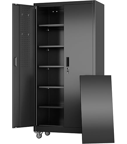 Amazon.com: SUXXAN Metal Storage Cabinet with Wheels and Pegboard