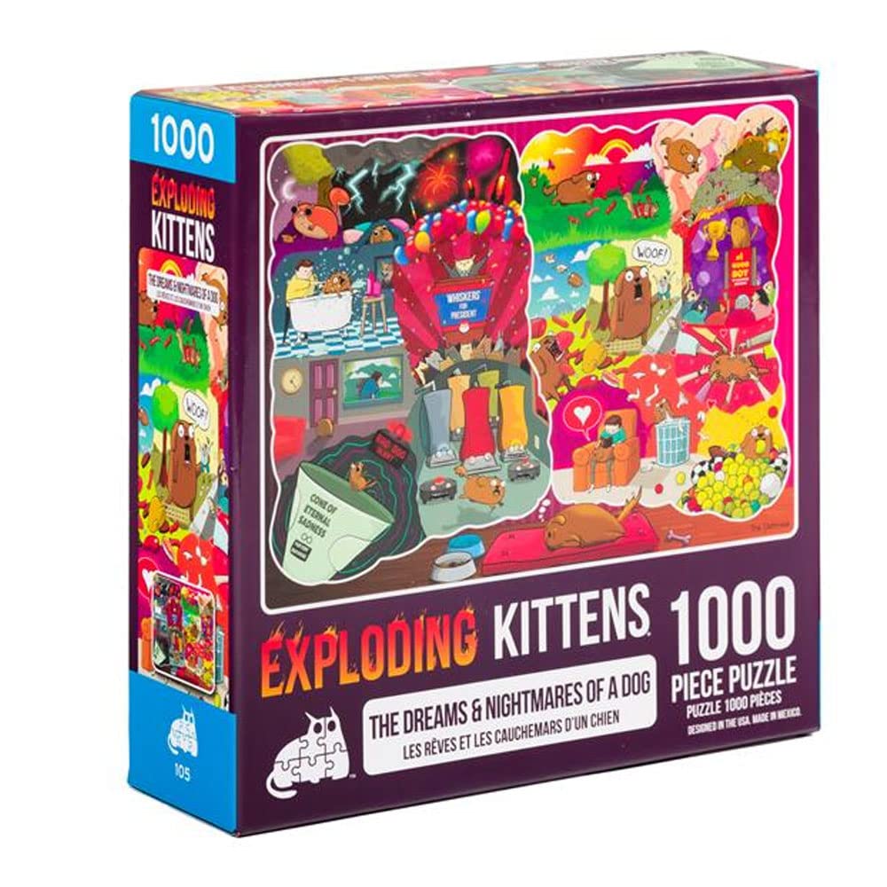 The Dreams & Nightmares of a Dog Jigsaw Puzzle by Exploding Kittens - 1000 Pieces Ideal for Adults, Teens, and Kids - A Funny and Artistic Dog-Themed Puzzle — image 1