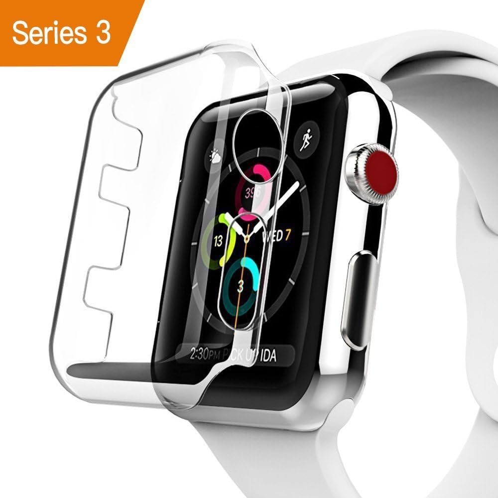 Treatlife Apple Watch Series 3 Case, iWatch All-around Protection Cover, Ultra thin Transparent Scratch resistant Screen Protector for New Apple Watch Series 3 Series 2 (42mm)