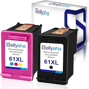 Sellyaha 61XL 61 Remanufactured Ink Cartridge Replacement for HP Envy 4500 4502 5530 5534 5535 Deskjet 1510 3510 1000 1010 1512 2540 3050 Officejet 4630 2620 4630 4635(1 Black+1 Tri-Color)
