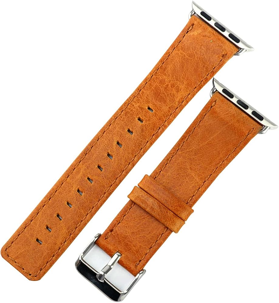 Leather Bands Compatible with Apple Watch 38mm 40mm 42mm 44mm,Genuine Leather Retro Strap Replacement Strap Compatible with Apple Watch Series 6 5 4 3 2 1 for Men Women