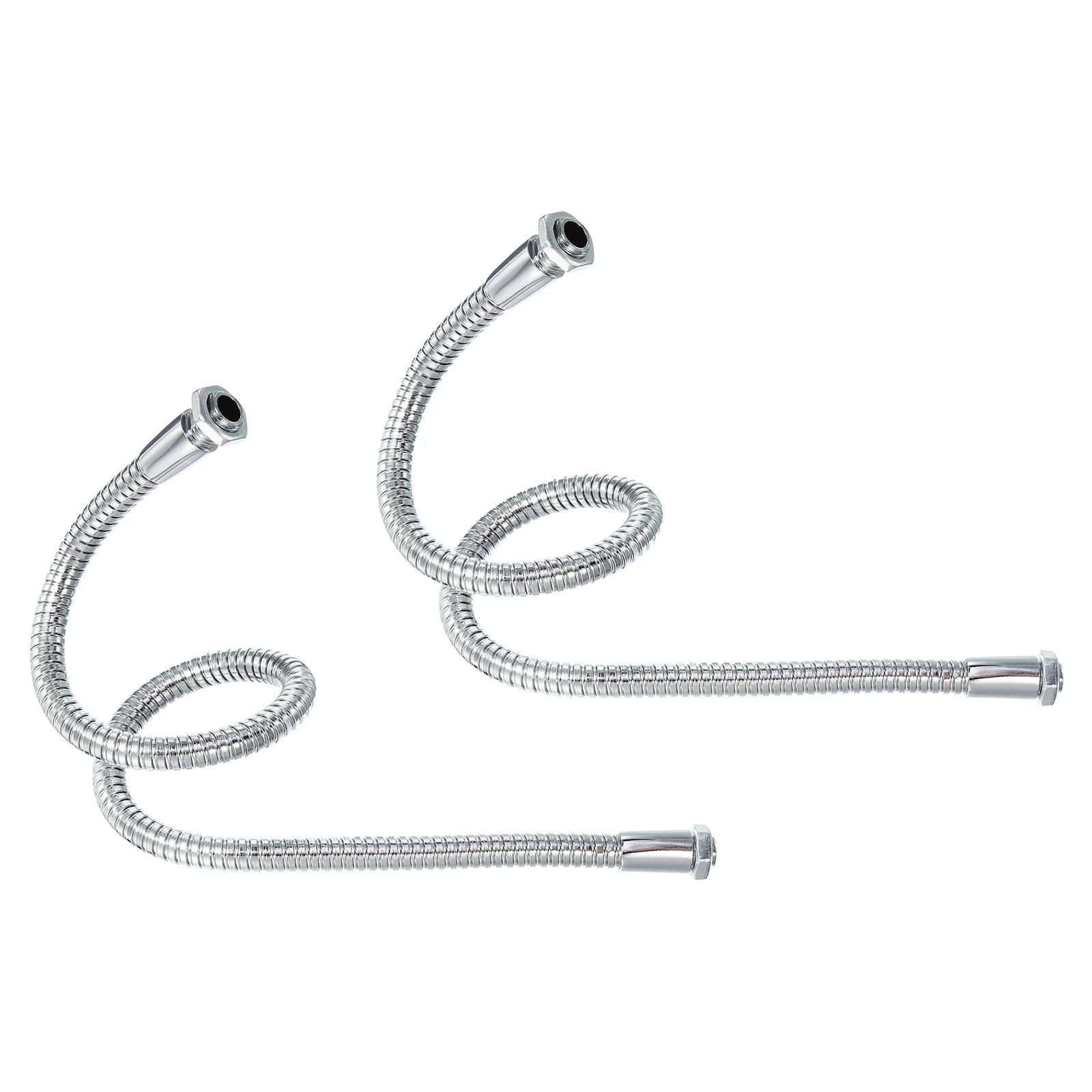 PATIKIL 15.7" Universal Gooseneck Hose, 2Pcs M10/M8 Fine Thread 8mm Metal Bendable Flexible Arm Gooseneck Tube Extension for Multifunction DIY, Silver Tone