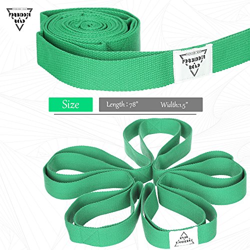Forbidden Road Stretch Strap with Multi- Loop Exercise Strap for Physical Therapy Yoga Dance Pilates Greater Flexibility and Fitness Workout Deepen (Green, 1.578 inch (3.8200cm))