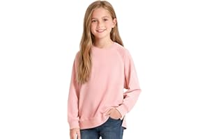 NUMYEAN Girls Long Sleeve Shirts SideSplit Crewneck T-Shirts for Girls Size 7-14 Years