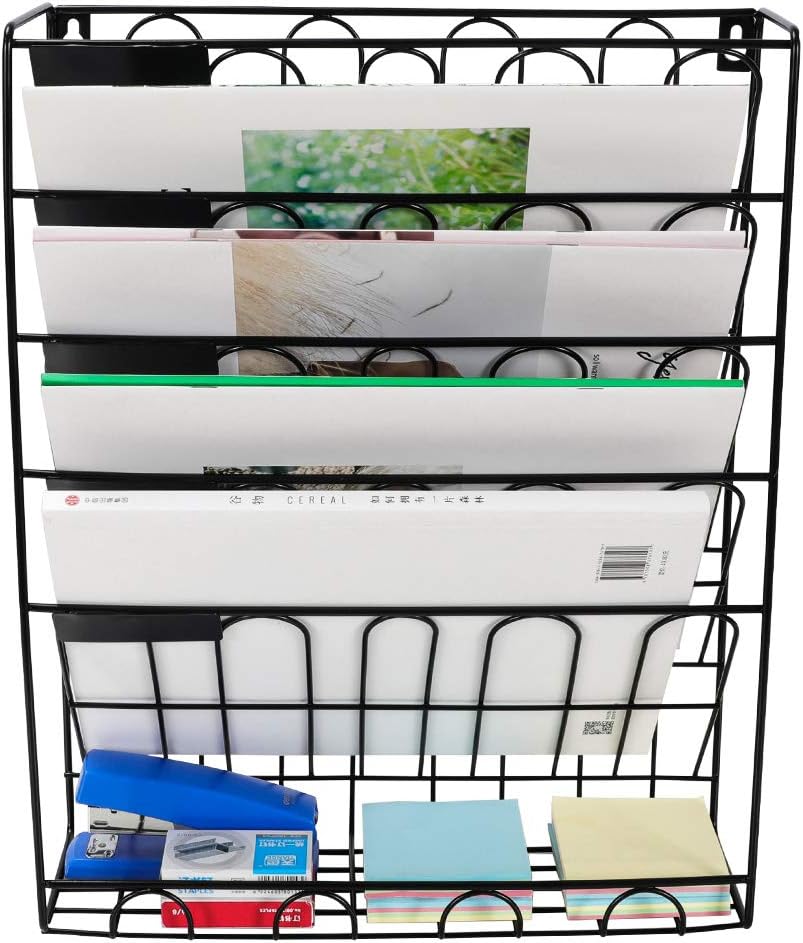 New Superbpag Hanging File Organizer, 6 Tier Wall Mount Document Letter Tray File Organizer, Black : Office Products