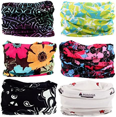 6PCS Headband Sport Headwear Head Wrap Bandana Magic Scarf Seamless Wide Hairbands Elastic Tube Face Mask Neck Gaiter UV Resistence Outdoor Workout for Yoga Hiking Riding Motorcycling