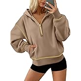 ATHMILE Womens Fall Hoodies Half Zip Sweatshirts Long Sleeve Cropped Hooded Pullover Winter Fashion Clothes 2025