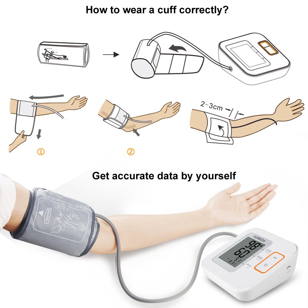 Blood Pressure Monitor,KUMEDA FDA Approved Accurate Automatic Digital Upper Arm Style Blood Monitor with Gray Cuff(Fits 8.7\