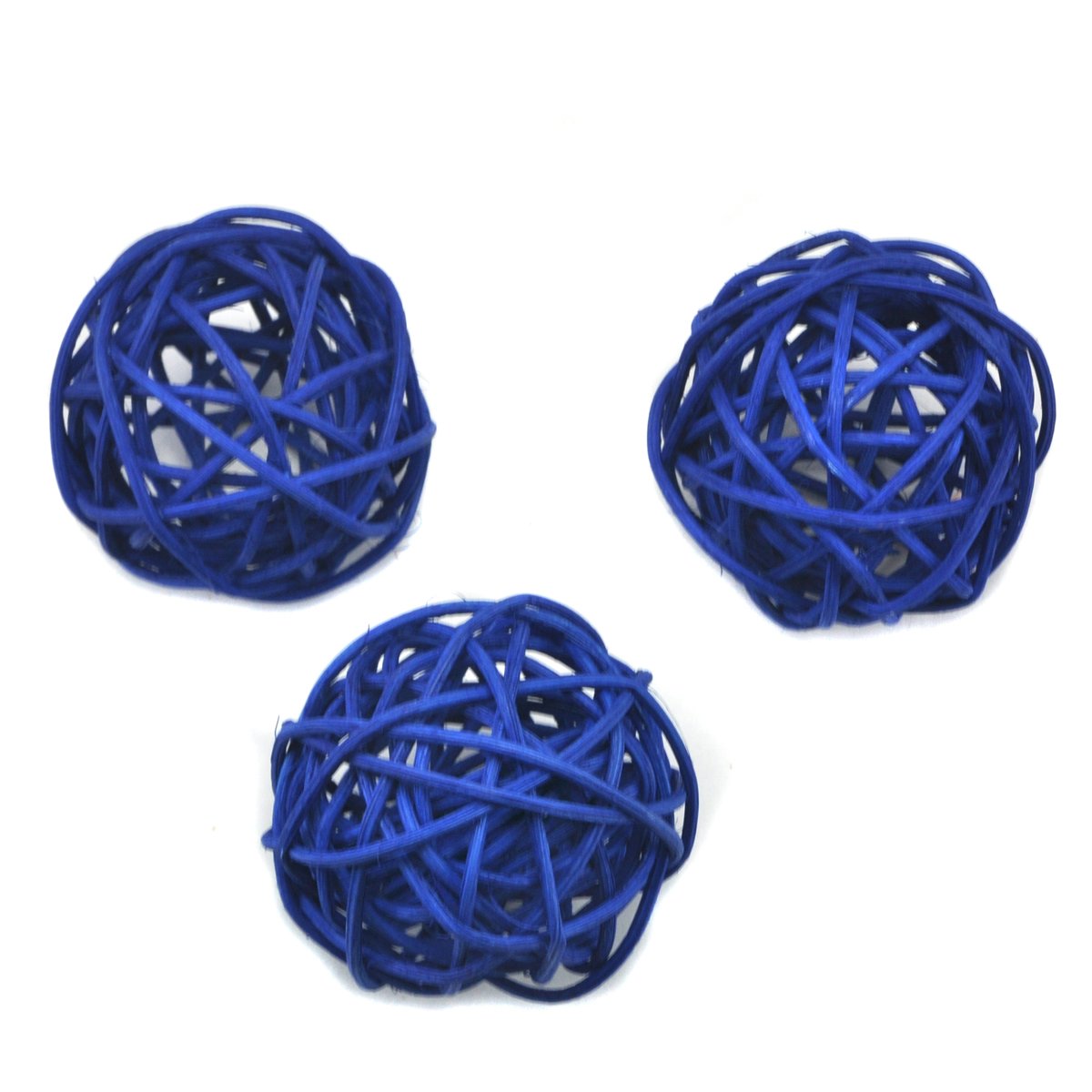 Ougual Natural Wicker Rattan Balls Table Wedding Party Hanging Wobble Ball Christmas Decoration (6cm, 10pcs, Blue)