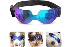 PEDOMUS Dog Sunglasses Small Dog Goggles Doggles Dog Glasses for Small Dogs Adjustable Band Blue
