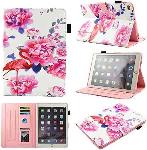 IPad Air / Air 2 /New iPad 9.7 Inch 2017 Case Chgdss [Anti-skid support] Colorful Painting Auto Wake/Sleep Corner Protection Cover/Card Slots, for Apple iPad 9.7(2017)/iPad Air 1 2 - Rose Flamingo