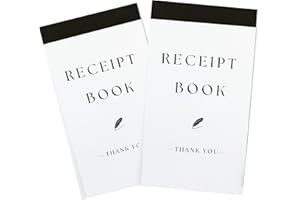 PINKEESEA Thank You Receipt Book for Small Businesses 4x7 inches 2-Part Carbonless White Yellow 50 Sets 100 Sheets per Book with Wrap Around Cover Blank Signature Stamp Section (2 Black)