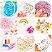 KUUQA 61 Packs Slime Supplies Kit，Including Fishbowl Beads,Sugar Paper, Grid, Googly Eyes, Shell, Slices, Confetti, Slime Foam Beads, Imitation Gold Leaf (Contain No Slime)