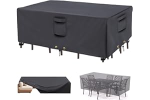 CNCZMH Patio Furniture Covers, Outdoor Patio Chair Covers Waterproof Large, 600D Heavy Duty Table Cover, Outside Dining Table And Chairs Set Covers Grey (Rectangular:88X62X28in)