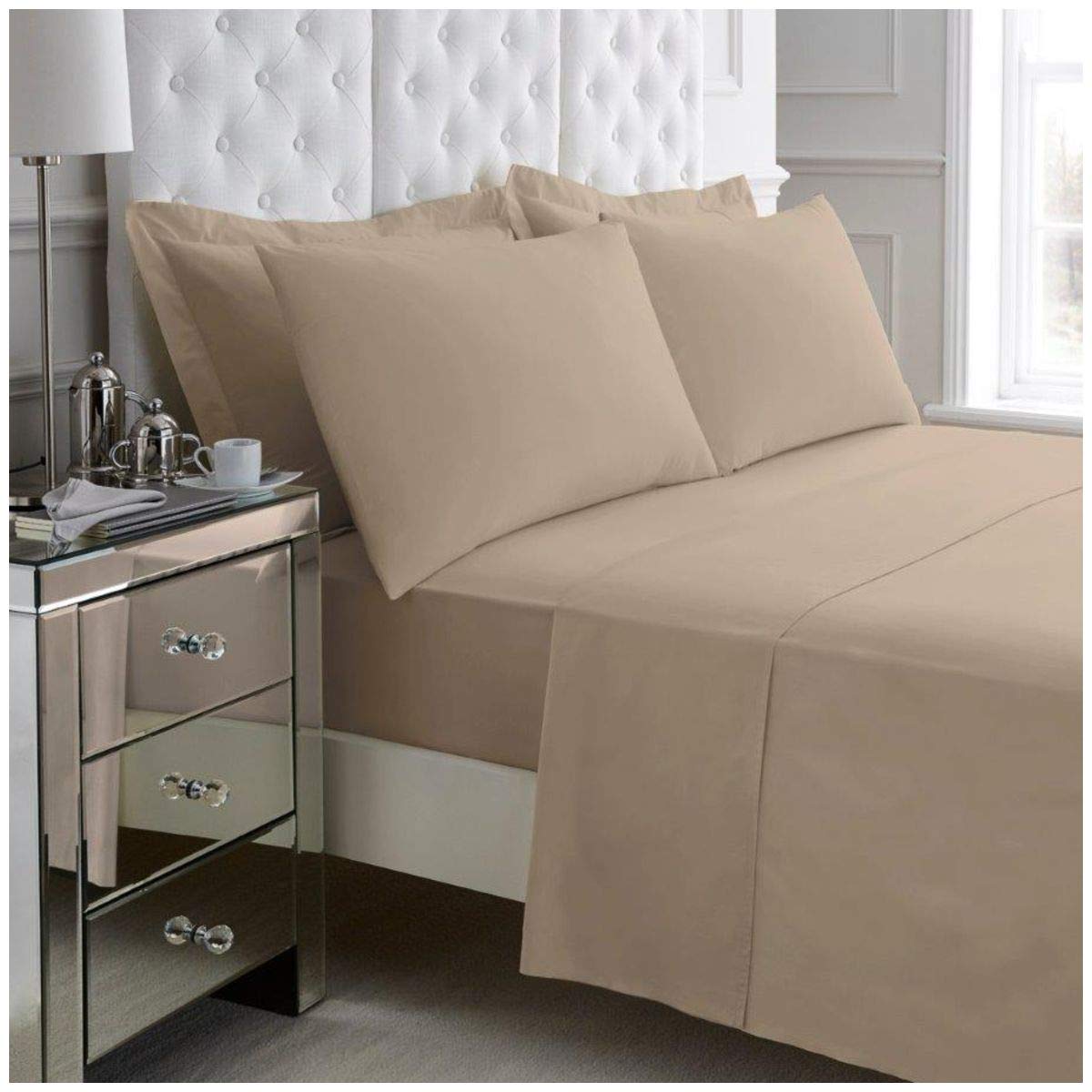 Gaveno Cavalia Soft and Luxurious 200 Thread Count Egyptian Cotton Flat Sheet Mocha Double — image 1