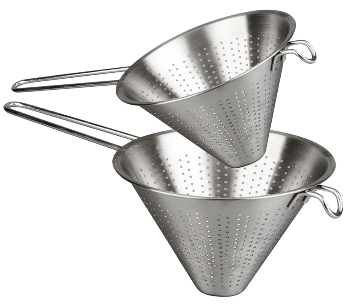 Menax - Chinese Strainer and Colander - Set of 2-14 and 18 cm Metal Kitchen Sieves
