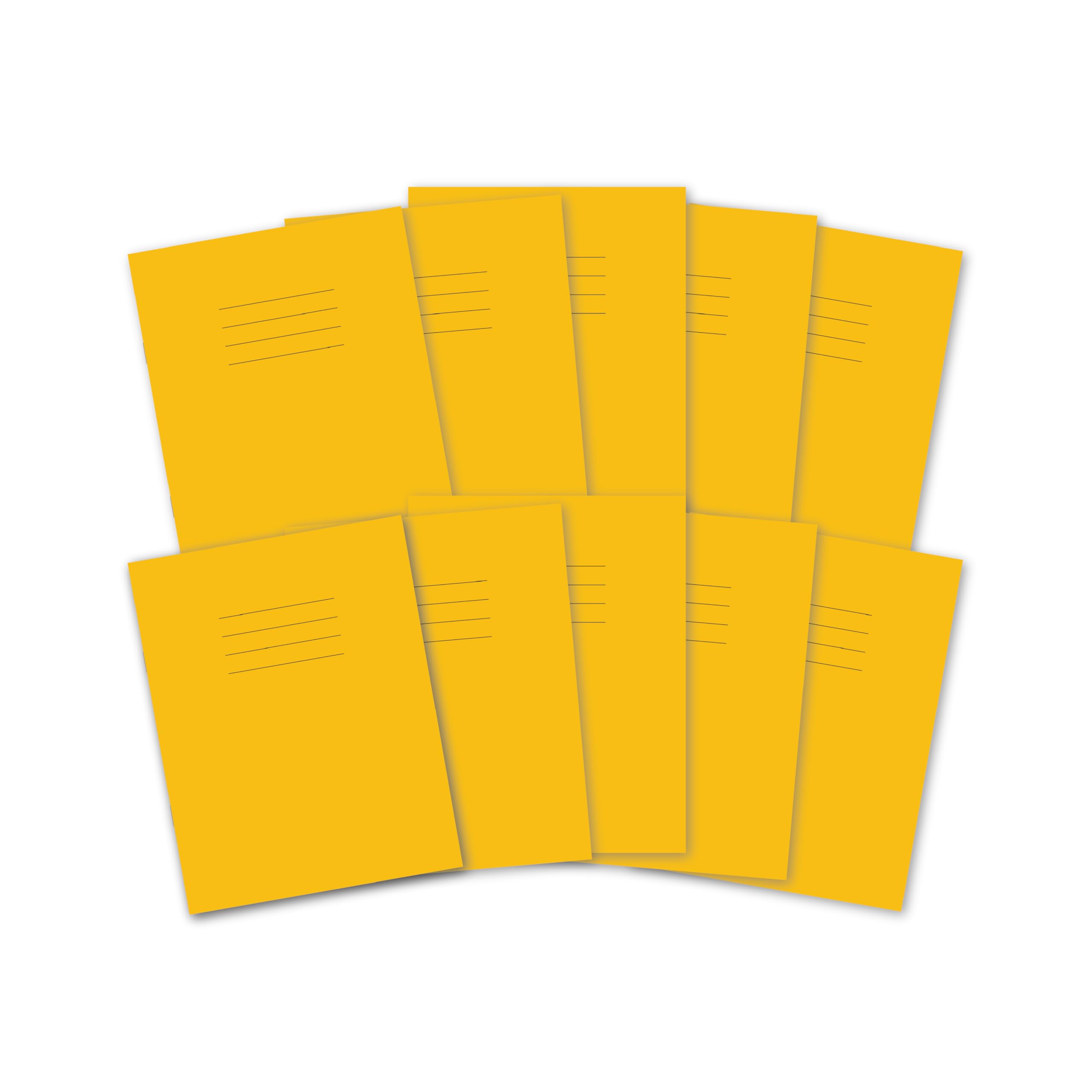 Hamelin A5 Exercise Books, 48 Pages, Yellow, Pack of 10 for School, 8 mm Ruled and Margin (9 x 7")