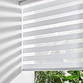 Persilux Cordless Zebra Blinds for Windows Free-Stop Roller Windows Shades (24" W X 72" H, White) Dual Layer Light Control for Day and Night, Light Filtering Sheer Shades for Home, Easy to Install