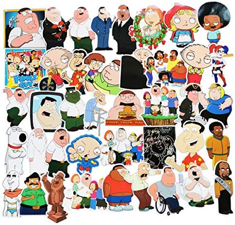 Family Guy Waterproof Stickers/Decals (67pcs) of American Comedy for Laptop Skateboard Snowboard Water Bottle Phone Car Bicycle Luggage Guitar Computer PS4 (Family)