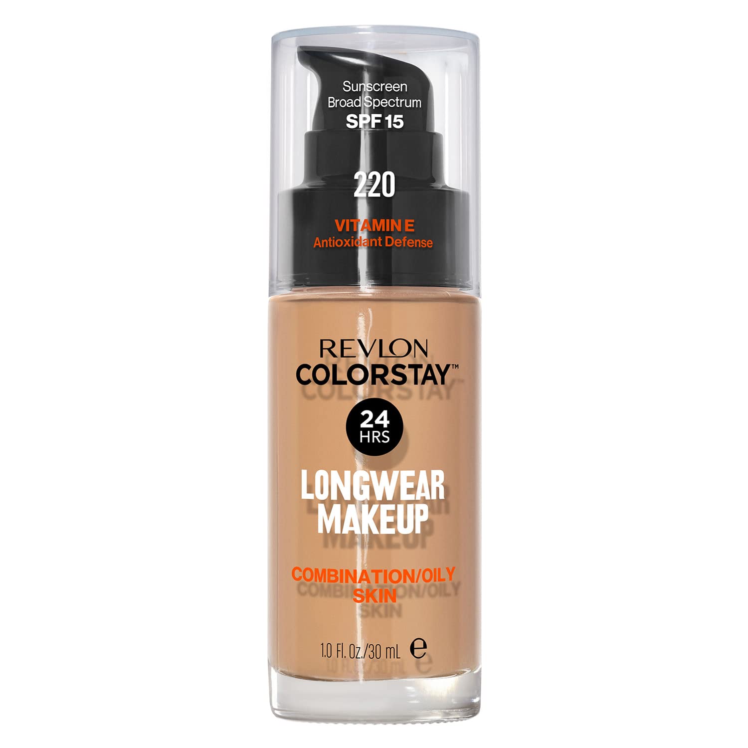 Revlon Colorstay Liquid Foundation Makeup for Combination/Oily Skin SPF 15, Longwear Medium-Full Coverage with Matte Finish, Natural Beige ((220), 30 ml — image 1