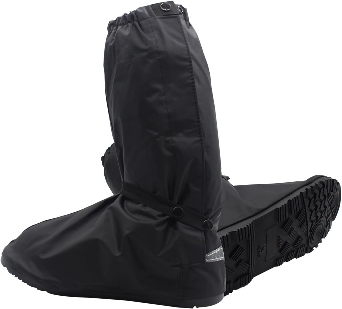 YOPINDORain Shoe Covers Reusable Waterproof Overshoes Rain Day Rainstorm Rain Gear Anti-Slip Rain Boots Covers Motorcycle Bike Boot Shoes Cover with Side Zippered and Velcro for Women Men (L) Black