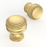 Asimerdeco 10 Pack Brushed Gold Cabinet Knobs 1-1/10 Inch(28.5mm) Single Hole Cabinet Pulls Round Kitchen Cabinet Knobs Drawer Knobs