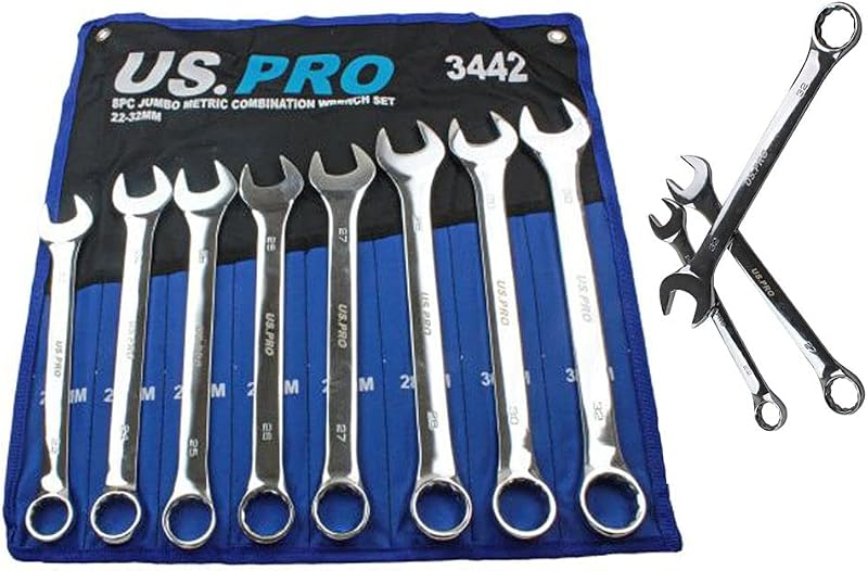 US PRO Jumbo Spanners 8pc Long Reach Wrench Set 22-32mm