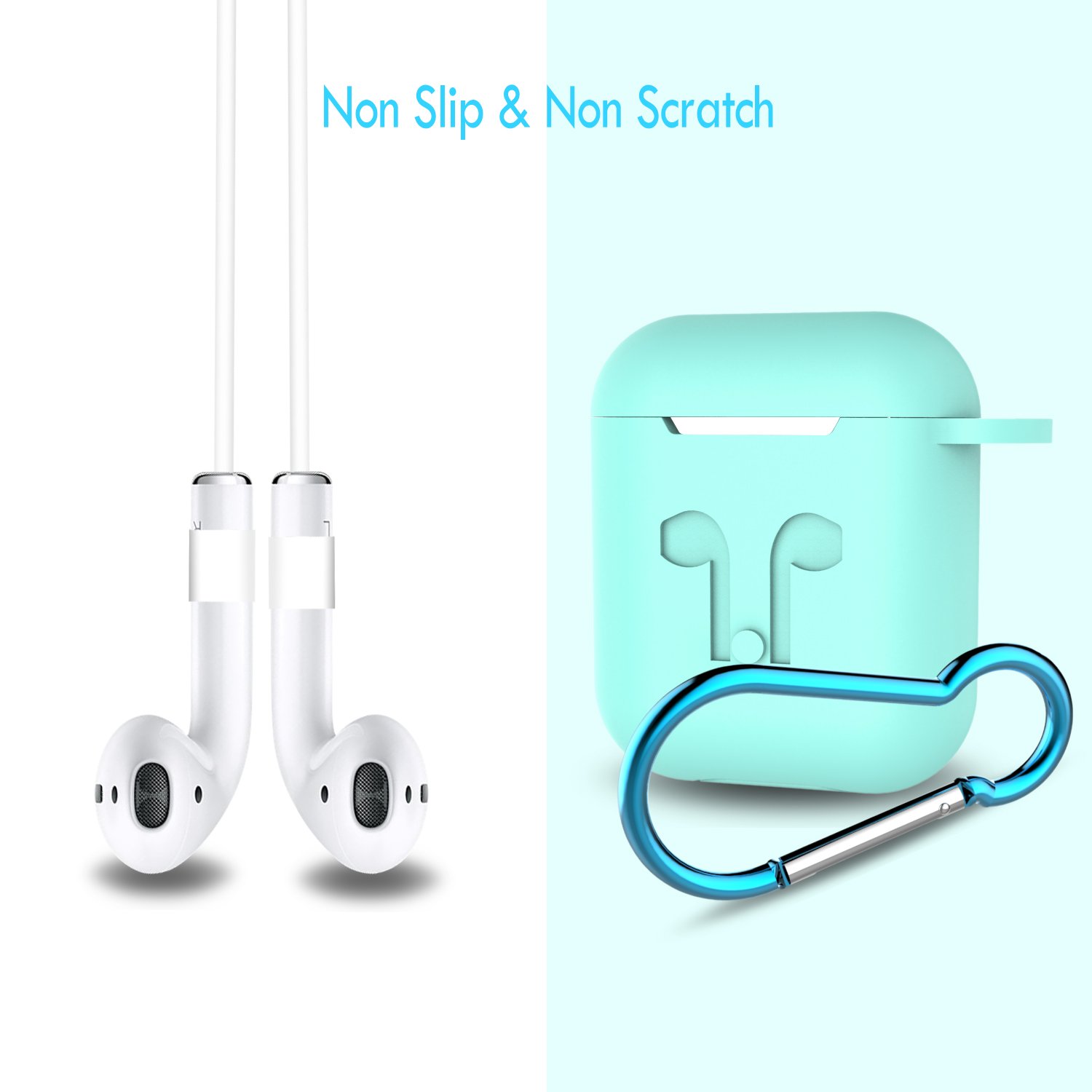 AirPod Case with Strap, GULAKI Airpods Hang Case Airpods Strap Silicone Cover and Skin Accessories for Apple AirPods Charging Case (Sky Blue)
