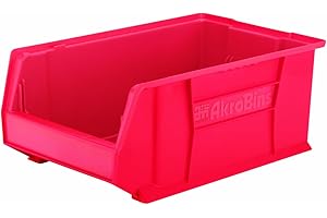 Akro-Mils 30281 Super-Size AkroBins Plastic Storage Bins, Space-Saving Stackable Bins for Garage Organization Bins, Classroom Organization, Warehouses, 20-Inch L x 12-Inch W x 8-Inch H, Red, 3-Pack