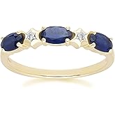 Gemondo USA 14K Yellow Gold Oval Blue Sapphire & Diamond Classic Eternity Ring