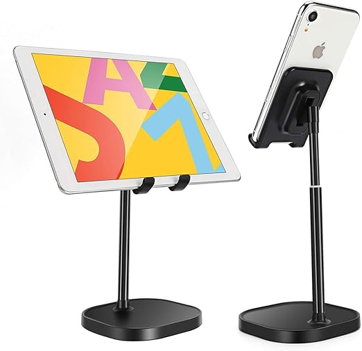 Upgraded Height Increasing Desk Phone Holder For Iphone Se 2 11 11 Pro Xs Max Omoton Adjustable Phone Stand 3 5 7 0 Inch Samsung Galaxy S S10 And Other Phones Black Cell Phone Stand Mounts Stands