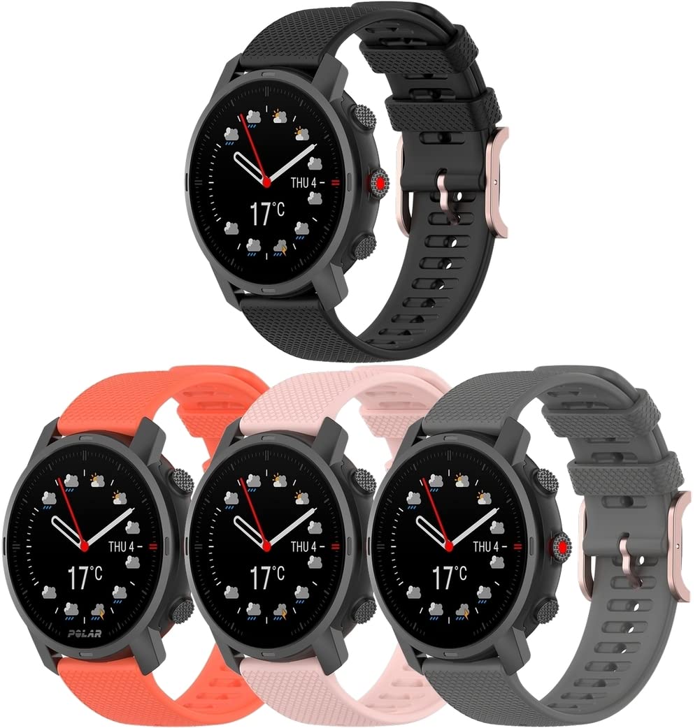Chainfo Strap compatible with POLAR Vantage M2 / Vantage M/Grit X/Grit X PRO Watch Band, Replacement Adjustable Bracelet Silicone Sports Strap (H [Pack of 4])