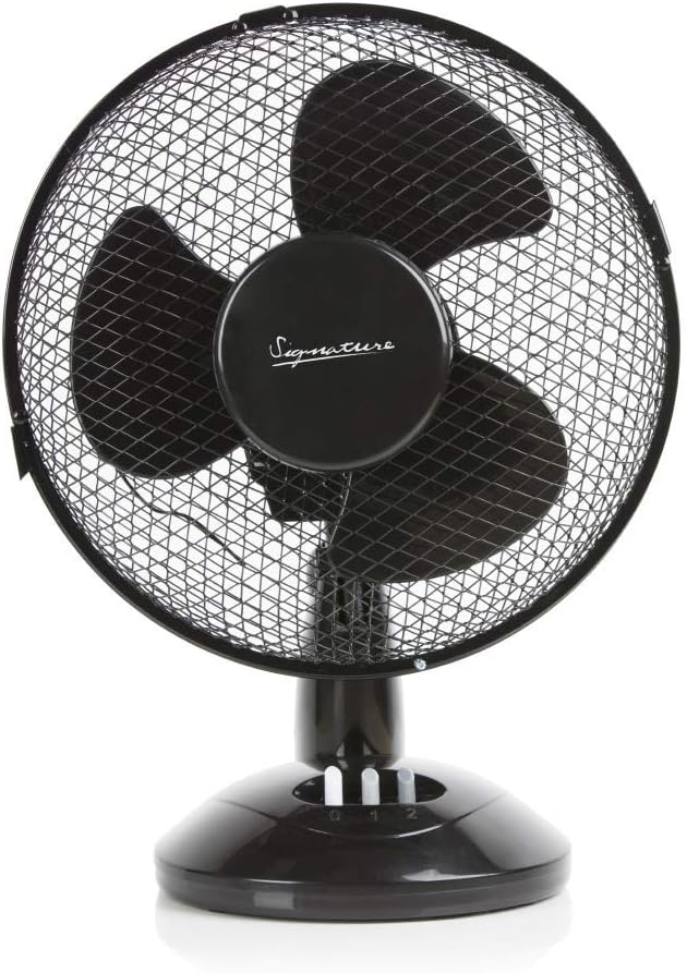 Signature 9” 2 Speed Desk Fan with Oscillation Black S40008B