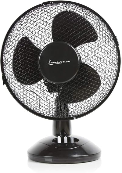 Signature 9” 2 Speed Desk Fan with Oscillation Black S40008B