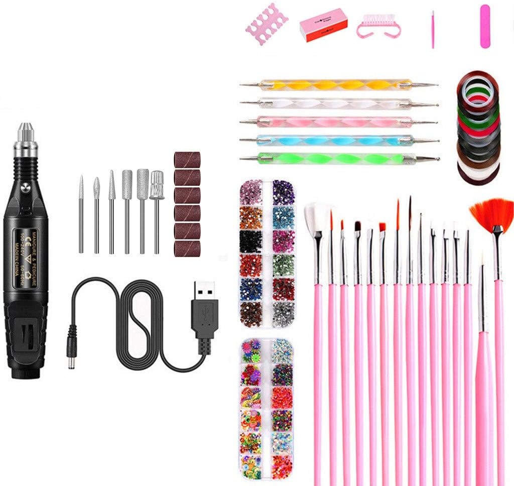 EDTO Nail Art Manicure Tools Kit Colors DIY Tools Nail Set Kit Grinder Polisher Set,Nail Drill Kit Manicure Nail Tool Set Acrylic Nail Tools,DIY Tools Nail Set Kit Grinder Set (Black)