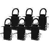 SALUINOKI Stake Pocket D Ring for Trailer Heavy Duty Galvanized Adjustable with Anti-Loss Cord, Utility Trailer D-Ring Stake Pocket Tie Down Accessories Breaking Load 16,200lbs 6 Pack Black
