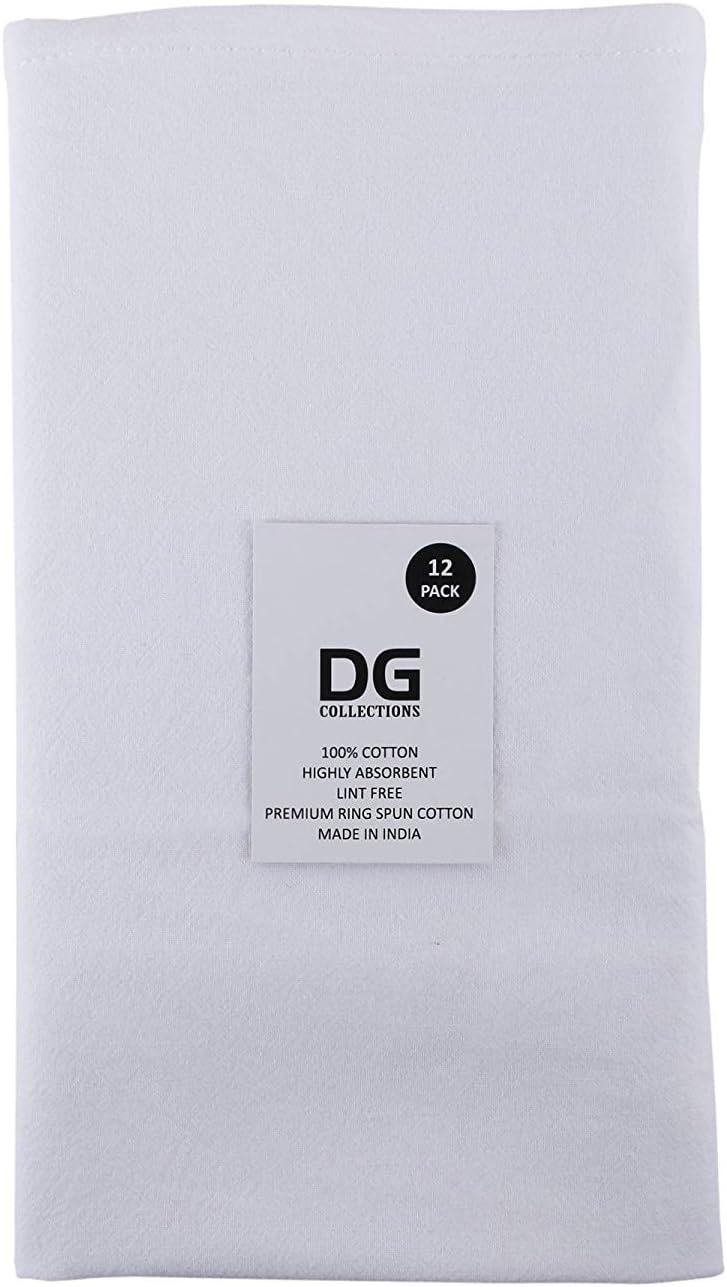 DG Collections Flour Sack Dish Towels, 100% Cotton, Set of 12 (27x27 Inches), Multi-Purpose Vintage Kitchen Towels, Very Soft,Highly Absorbent, Lint Free, Pre-Washed Tea Towels for Embroidery & Print: Home & Kitchen