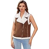 DIASHINY Women’s Fur Suede Vest Winter Warm Sherpa Leather Fur Lined Vest