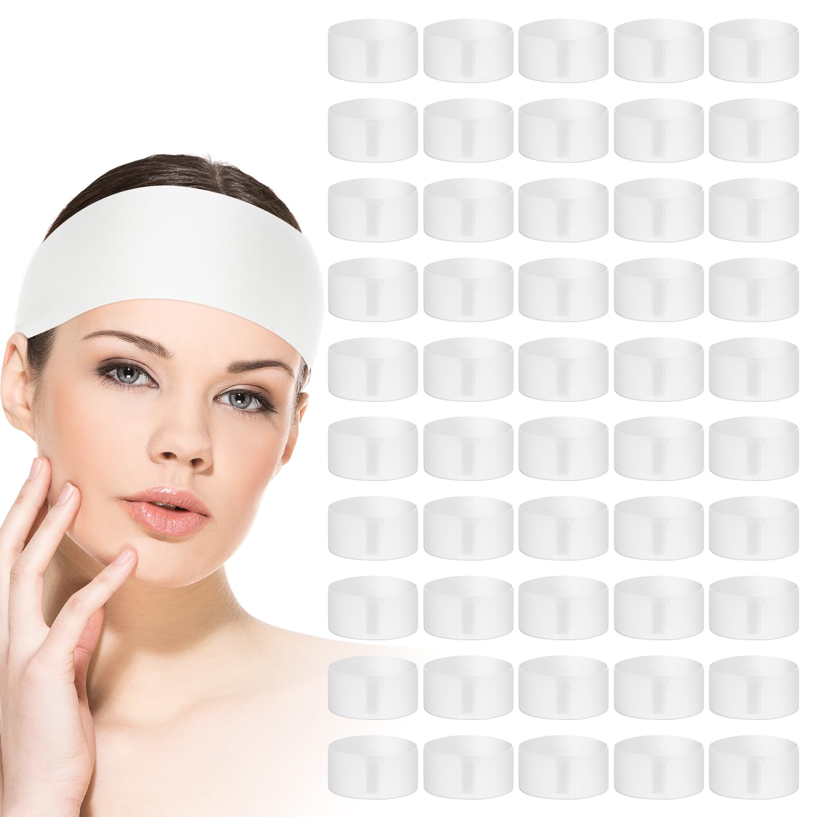 50Pcs Disposable Spa Facial Headbands Non-Woven Face Wash Headband With Elasticity, Soft SkinCare Headwraps Facials Esthetician Supplies for Spa and Facial Washing