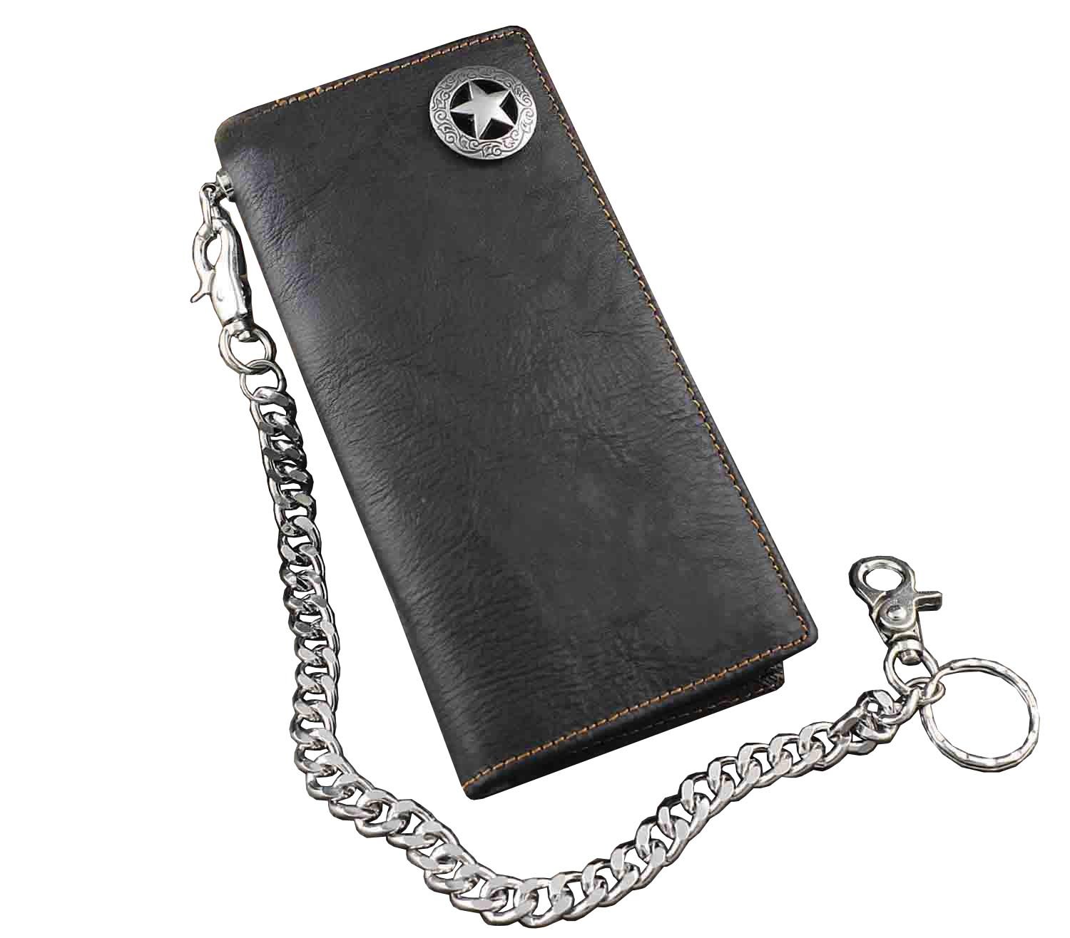 Photo 1 of vogueteen Biker Rock Star Concho Mens Card Money Long Black Real Leahter Wallet With Chain