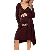 Ekouaer Maternity Nursing Gown and Robe Set Labor Delivery Nursing Nightgowns for Breastfeeding Pregnancy Clothes