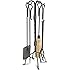Pilgrim Home And Hearth Shadow Iron Fireplace Tool Set - Natural Iron 5-Piece With Stand