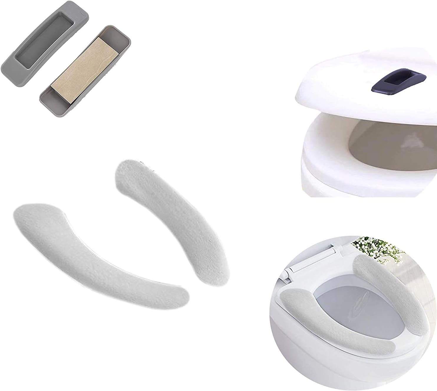 2in1 Sticky Toilet Seat Lid Warmer Cover Pads Washable Toilet Warmer